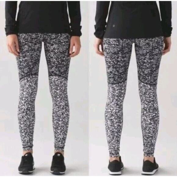 Lululemon Wunder Under Pant Legging Hi-Rise Ice Breaker White Black Iced Wave 6 - Picture 1 of 10